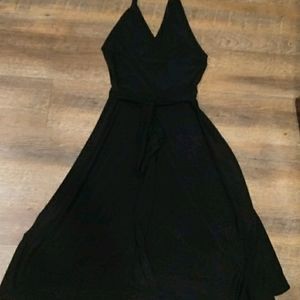 sexy backless black dress halter